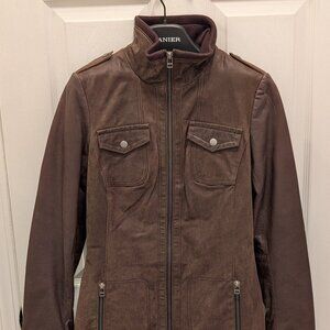 NWOT Danier Brown Genuine Leather Longline Utility Jacket - Size 2xs